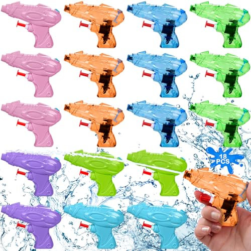 FAMKEEP 18Pezzi Mini Pistole piccole ad Acqua,Pistola ad Acqua All'aperto per Bambini, Pistola ad Acqua per Adatto Giochi D'acqua Estivi Spiaggia Piscina Giardino, Feste di Compleanno