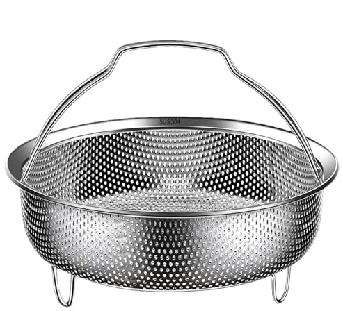 Yaztauho Food Steamer Basket, 18cm Stainless Steel Vegetable Steamer Basket with Handle and Base Leg