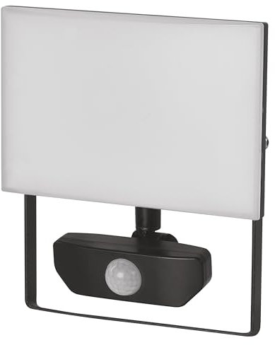 EMOS - LED-Strahler Tambo mit Bewegungsmelder - dünnes Aluminium Flutlicht - wasserdicht - neutralweiß (4000 K) - 3000 lm - 30 W - 25 000 Std. - Abstrahlwinkel 120° - für Außenbereich - schwarz