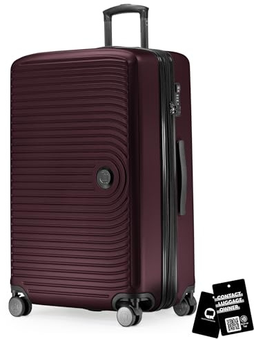 Hauptstadtkoffer Mitte Koffer 77 cm 112-130 Lmit Anhänger, Burgund | ABS-Hartschale · TSA · XL Erweiterung · 4 Rollen · Austauschbare Ersatzteile · Urlaub · 2-3 Wochen · Digitaler Kofferanhänger