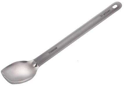 Titanium Spork Long Handle Spoon Camping Spork Ultralight Camping Utensils Ultralight Portabale Table Flatware for Outdoor Backpacking Hiking Travel Picnic with Bag (Spoon (TA8120P))