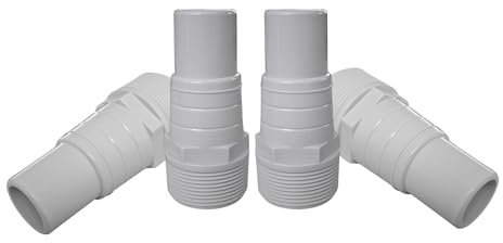 MediMuc Schlauchverbinder, Schlauchtülle, Pumpenanschluss, Schlauchanschluss für Poolpumpen oder Skimmer Ø 32/38mm auf 1,5 Zoll Schlauchstutzen Weiss