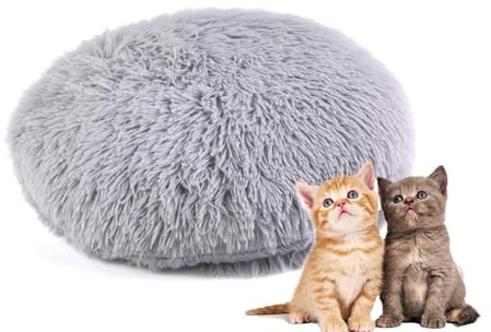 RICHRAIN Katzenkissen Rund,Plüschkissen Katzen Hunde, rund, warme Matte | Größe S: 37 cm