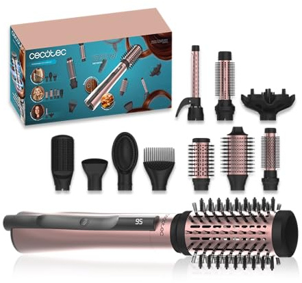 Cecotec Cepillo de Aire 10 Accesorios CeramicCare 10in1 AirBrush. 1200W, Secador, Alisador, Rizador, Voluminizador, Difusor, Pantalla, Función Iónica, Revestimiento de Cerámica, Control Temperatura
