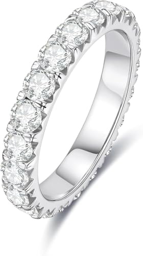 aomoso Verlobungsring Damen, Moissanite Eternity Ring, Ring Silber 925 Damen Mit GRA Zertifikat, Ring Damen, Reinheit D+VVS1, LuxuriöSe Damenringe FüR Verlobungsring, Hochzeiten, Paare Und MüTter