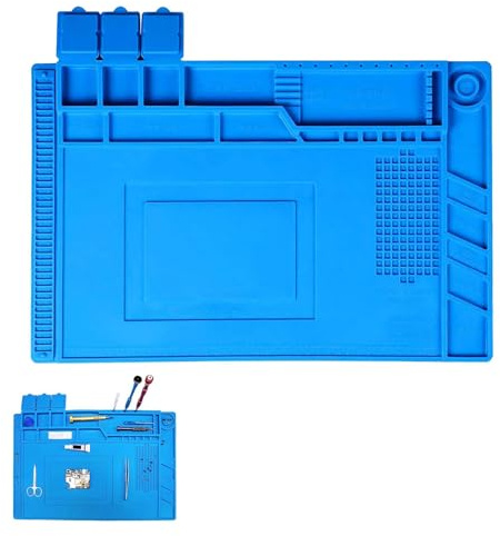 Magnetische Lötmatte, 500℃ Hitzebeständig Reparaturmatte, 45 x 30 cm Magnetische Silikon Arbeitsunterlage, mit Skala, Soldering Mat, zum Löten, Reparieren von Elektronischen Bauteilen