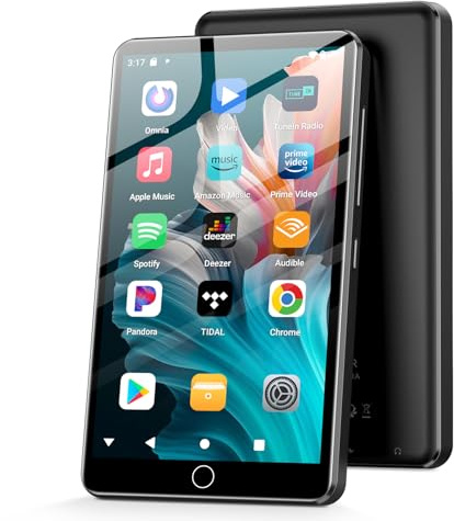 Fanvace 144GB MP3 Players with Bluetooth WiFi, Android 13 OS MP3 MP4 Players with 4 Touchscreen and Speaker, Spotify Music Players with Audible, FM Radio, Amazon Music, Play Store (Black)