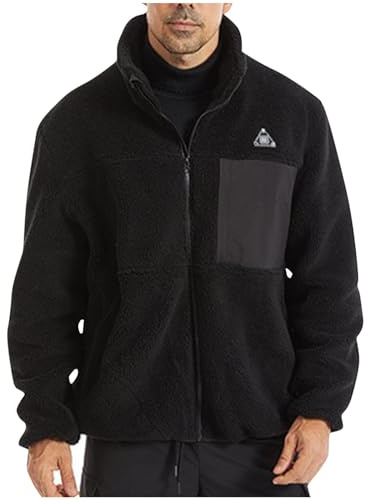 UHouse Beheizbare Jacke Herren Wärme Fleecejacke Winter Heizjacke USB Elektrische Beheizte Jacken mit 4 Heizzonen Beheizbar Teddyfleece Winterjacke mit Heizung Outdoor Skijacke Outdoorjacke