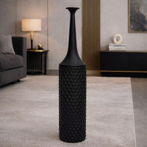 Leewadee Large Floor Vase 14 x 65 cm - Tall Metal Decorative Vase in Black for Home Decor