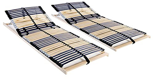 Mandloder Lattenroste 2er Set, 80x200 cm, 42 Birkenholz-Latten, 7 Zonen, verstellbar, Buchenholzrahmen, für erholsamen Schlaf, ideal als Bettrahmen-Ersatz