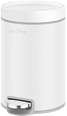 mVm Poubelle Cuisine 20L, Poubelle Salle de Bain, Acier Inoxydable, Blanc | Anti-traces de doigts, Fermeture Douce et Maintien en Ouverture, Seau Intérieur Amovible, Idéale pour toilette wc et Bureau