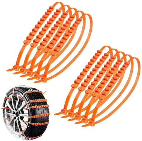 Schneeketten Autos, 10PCS Rutschfeste Schneeketten Für Autoreifen, Wiederverwendbar Rutschfest Autoreifen Schneekette Schneefall, Verstellbar Universell Winternotfälle Auto Schneekette Kabelbinder