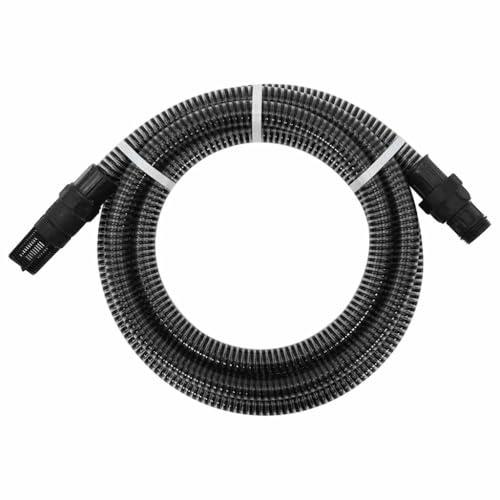 Ziaphsol Manguera de aspiración con conectores de PVC negro de 1 pulgada 4 m, manguera de jardín para riego, manguera de agua para jardín, césped, bancal, plantas, verduras, terraza, balcón
