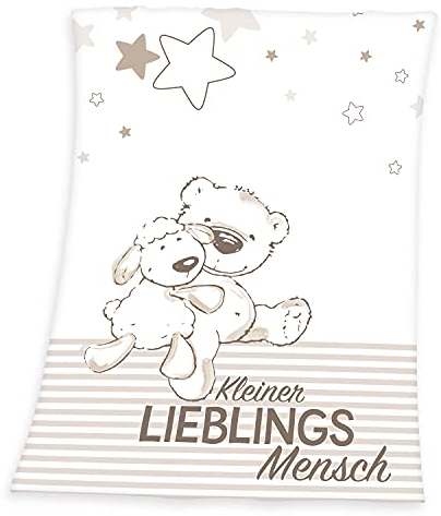 Herding Fynn Babydecke, Lieblingsmensch Motiv, 75 x 100 cm, Microfaserflausch, Weiß