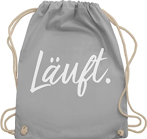 Turnbeutel Rucksack - Sprüche - Läuft - Statement - Unisize - Hellgrau - lustige mit aufschrift typo beutel taschen statements laeuft stoffrucksack festival sprüchen läuft. stoffbeutel spruch