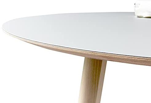 Modulor Linoleum-Tischplatte, runde Tischplatte mit 120 cm Durchmesser, Plattenstärke 2,6 cm mit edler Schrägkante, rauchgrau