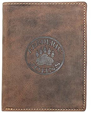 Frédéric Johns Portefeuille Homme - Grand Portefeuille - Portefeuille Cuir Veritable - Porte Carte Homme Cuir Modèle World (Marron)