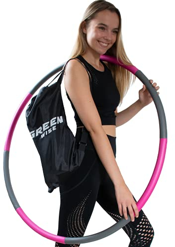 GreenWise™ Hula Hoop Sport Reifen 1,0 kg aus Edelstahl für Erwachsene & Kinder zur Gewichtsabnahme Massage Fitness | mit Videokurs | 95 cm | hochwertiger Schaumstoff | inkl. Tragetasche