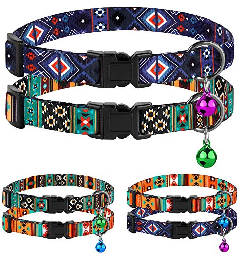 Murom Cat Collar Breakaway 2PCS Adjustable Pattern Tribal Aztec Southwest Safety Pet Collars for Cats Kitten (Aztec + Tribal)