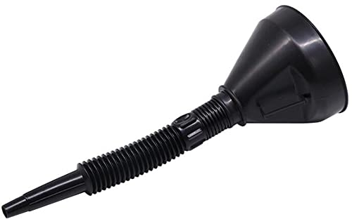 Hsthe Sea Entonnoir universel avec tube flexible, entonnoir de remplissage d'huile avec bord haut débit, buse de remplissage amovible, entonnoir à huile avec filtre, noir