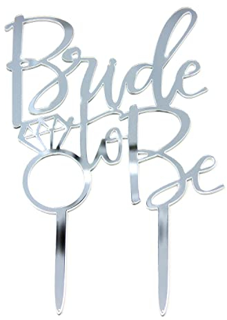Oblique Unique® Torten Kuchen Topper Aufsatz Bride to Be Silber für Hochzeit JGA Junggesellinnenabschied Deko Hochteitsdeko - Muffin Cupcake Dekoration