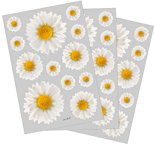 Aufkleber-Set Gänseblümchen I 3 DIN A5 Bögen I UV-Schutzlaminiert I Fahrrad-Aufkleber I Selbstklebend I Blumen I Sommer I Wetterfest I Kfz688