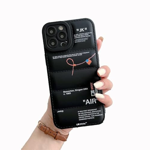 ZEDAIZAI Ins Hot Off Cool Puffer Hülle kompatibel mit iPhone 14 Pro, Street Fashion weiches Silikon und TPU Ganzkörper, stoßfeste Schutzhülle (14 Pro-Black)