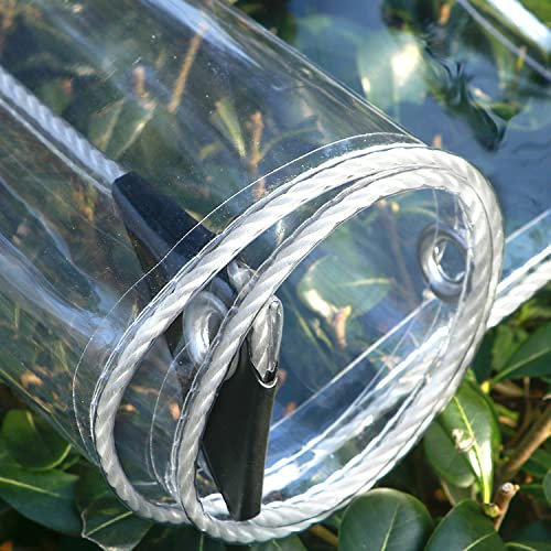 AMXFS Transparente Plane mit Ösen Abdeckplane 0.35mm Pflanzenschutz Regen-Vorhänge 2.6 * 1.6m PVC Glas Klare wasserdichte Tarps Schutzplane für Gartenmöbel Kältebeständig Regenfest Frostschutzmittel
