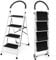 COSTWAY 3/4 Step Ladder, Folding Anti Slip Stepladder with Extra Wide Platform, Safe Lock and Rubber Hand Grip, 150kg Capacity Portable Safety Household Ladder Stool (4 Step)