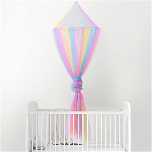Surwin Betthimmel Madchen Jungen Babybett Doppelbett, Pailletten Moskitonetz Baldachin Kinderzimmer Einzelbett Himmel Schlafzimmer Dekoration Spielzelte Kinder Geschenk (Regenbogen)