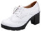 Jamron Mujer Tacón de Bloque con Cordones Brogues Derby Pumps Zapatos de Vestir Blanco SN02955 EU39.5