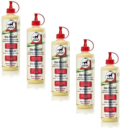 RL24 leovet - Bio-Hautöl für Pferde – 5 x 500 ml (5er Set) | Hautpflege bei Juckreiz, Sommerekzem & trockener Haut – Pflegelotion für Kräftigung der Haut – Hautlotion