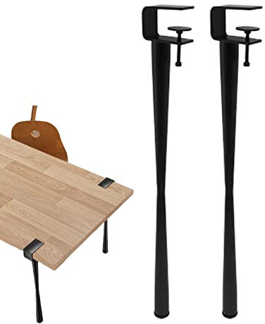 Table Clamp Legs,4pcs Metal Iron Table Legs,Adjustable F-Shape Dining Desk Legs,DIY No Punching Furniture Metal Coffee Table Legs,for DIY Furniture Console,Black (45cm(72in))