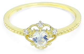 ANAZOZ Verlobungsring Gold 585, Eheringe für Frauen Herz Mondstein Ring mit Moissanit Größe 65 (20.7)