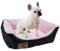 Odolplusz Hundebett Hundekorb Hundesofa Tierbett kleine Hunde | mit Silikonkugelnfüllung | Allergenfrei | 50x40 cm (schwarz + Minky rosa)