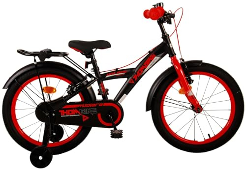 Volare Thombike Kinderfahrrad - Jungen - 18 Zoll - Schwarz Rot - Zweihandbremsen