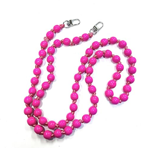 Wambere Universal Holzperlen Handykette SchlüsselbandKette Schlüsselkette Holz Perlen Handyband Handy Lanyard Anhänger Handy Schmuck Handyanhänger Taschenkette Beutelkette für Damen Mädchen,Rosenrot