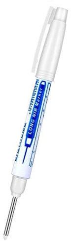 1 x Tieflochmarker, 30 mm, wasserdicht, lange Nase, Tintenmarker, Stifte für Tischler, Bauarbeiter, Holzbearbeitung (weiß)