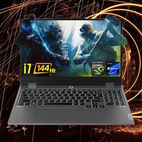 Lenovo LOQ i7 Ordinateur portable de jeu Premium, 15,6 FHD 144 Hz, i7-13650HX (Beats i9-12900H), GeForce RTX 4060 (Boost Clock 2370 MHz), 32 Go de RAM DDR5, 1 To SSD, KB rétroéclairé, RJ-45, Wi-Fi 6,