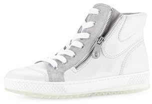 Gabor Damen High-Top Sneaker, Frauen Halbschuhe,Turnschuhe,Laufschuhe,schnürschuhe,schnürer,mid Cut,Weiss/l.Grey(Weiss,40.5 EU / 7 UK