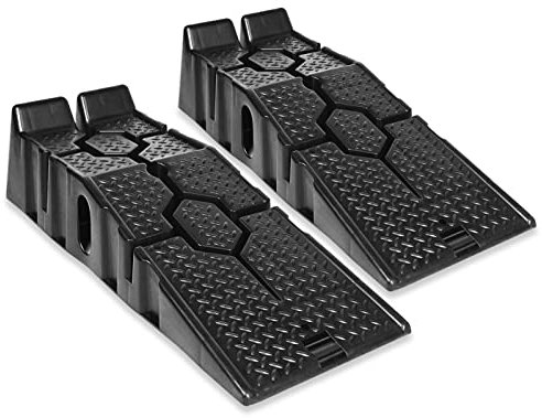 Set of 2 Car Ramps Heavy Duty Black, 3 Ton Plastic Vehicles Ramp, 33cm Extra Wide Car Maintenance Lifting Tools