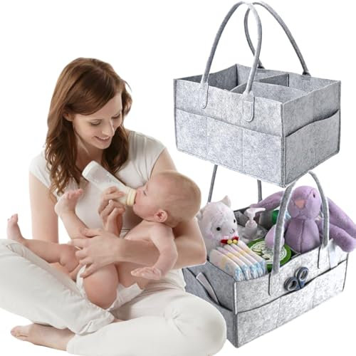 Wickeltasche Organizer,Baby Windel Caddy Organizer,Tragbarer Filztasche mit Fächern Wickelorganizer,Kinder Car Wickel Bag,Tragbarer Filztasche,Baby Windel Aufbewahrungskorb mit Fächern