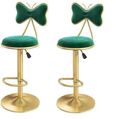 Taburetes de bar giratorios de cuero de altura ajustable, silla tapizada vintage de estilo americano para cocina, isla, cafetería, bistró, juego de 2