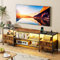 Mueble TV Salon 160 cm, Mueble TV Alto con iluminación LED, Estación de Carga, Puerto USB y Enchufe, Muebles de Salon TV con 4 Cajones 4 Estantes Abiertos, Mueble para TV, para Salón/Comedor
