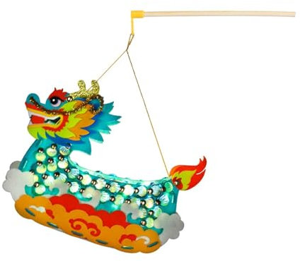 harayaa Linterna de Barco Dragón, Kit de Bricolaje, Decoración del Festival del Medio Otoño, Linterna de Dragón Portátil, Verde