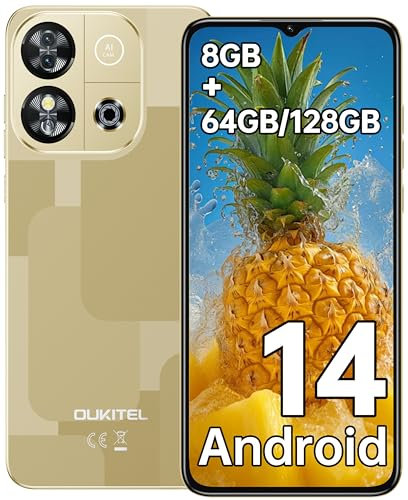 OUKITEL C57S Mobile Phone - Android 14 Phone, 8GB(2+6) RAM + 64GB ROM (TF 128GB), 6.52 HD+ Display Phones, 13MP+5MP Camera, 4300mAh Battery, Sim-Free & Unlocked Mobile Phones, FaceID/GPS/OTG