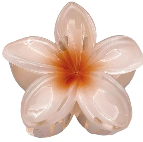Haarklammer Blume, Niedliche Haarspange Blume für Damen, Flower Hair Clip für Dickes Haar, Bunt Blumen Hibiskus Haarschmuck für Damen, Rutschfest Haarstyling für Dickes Dünnes Haar (1 Stück Orange)