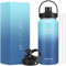 HydroPal Trinkflasche Edelstahl - 1200ml/1900ml mit Strohhalm und Henkel, BPA-Frei, Kohlensäure geeignet, flasche Metall, Aesthetic trinkflasche für Fitnessstudio (Himmelblau/Marineblau, 1900ml)
