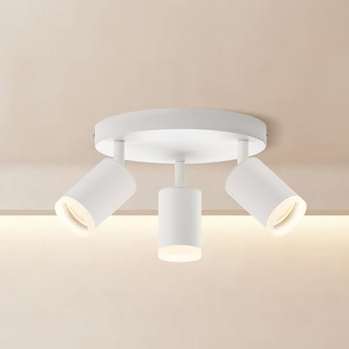Zedelmaier Deckenstrahler LED Deckenlampe 3 Flammig GU10 Rund Modern Spotbalken Deckenspot Schwenkbar Neue Generation für Wohnzimmer Schlafzimmer Arbeitszimmer ohne Leuchtmittel Weiß