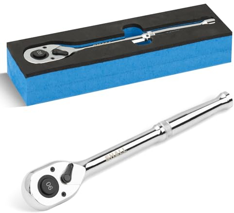 Shall Umschaltknarre 1/2 Zoll 90-Zahn Ratsche mit Schnellspanner | Chrom-Vanadium-Stahl | 4° Kleiner Betätigungswinkel für enge Bauräume